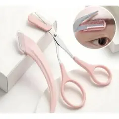 눈썹 가위 세트 눈썹 면도기 (빗 포함) 핑크 면도기 눈썹 면도 세트