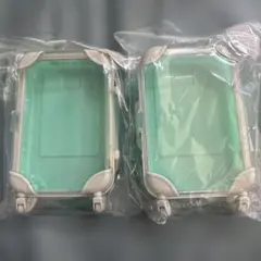 【週末セール】ダイソー キャリーケース型小物入れ グリーン　2個セットのサムネイル