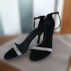 POLLINI ストラップサンダル ブラック ビジューイタリア製のサムネイル