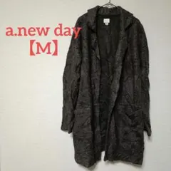 a.new day【M】 ダークグレー ロングカーディガン 薄手コート 羽織り