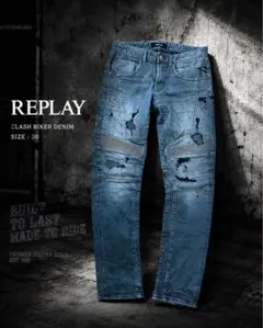 REPLAY Biker Jeans Ribbed Gray W30 Y2Kのサムネイル
