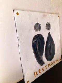 手描き　トイレのサインプレート　トイレマーク　モノトーン