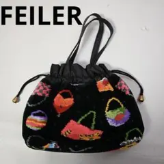 946!FEILER ハンドバッグ 巾着型 ブラック クレイジーのサムネイル