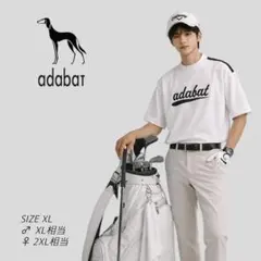 極美品　adabat　ドッグ　刺繍ロゴ　ハイネック　半袖　Tシャツ　白黒　XLのサムネイル
