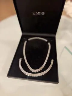 DIAMORシミュレーテッドダイヤモンド ネックレスブレスレット バゲットカット