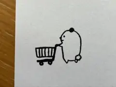 消しゴムはんこ/カートを押すくまさん