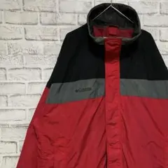 コロンビア　ナイロンジャケット　レッドXL ロゴ刺繍アウトドア0225