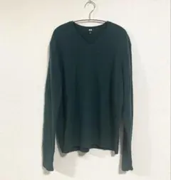 UNIQLO プレミアムラムクルーネックニット　グリーン　レディースＭサイズ