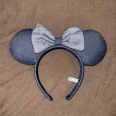 デニム調　ミニーマウス　　耳カチューシャ