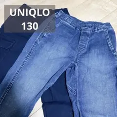 ユニクロ　キッズ　パンツ　130 デニム　　　　男の子　女の子　カーゴパンツ