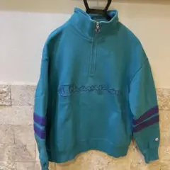 Champion ターコイズ ハーフジップ トレーナー