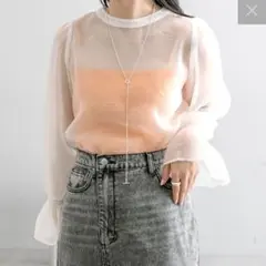 【mystic】シアー袖フリルブラウス