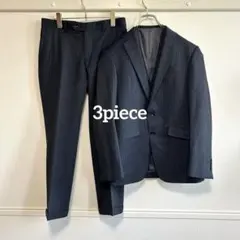 スーツセレクト　3ピース　グレー　ストライプ　ビジネス　スーツ　セット　Y4