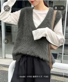 ファー風Vネックノースリーブベスト F(M)