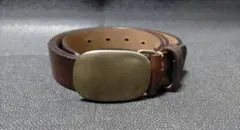 新品 RRL ブラウンレザーゴールドバックルベルト ビンテージ加工