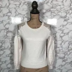 ARCHIVESアルシーヴ／肩レースニットセーター　白[Mサイズ】