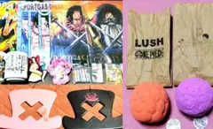 【セット】ワンピース エース 湯のみ LUSH バスボム ハンガー