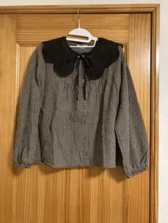 SM2 メッシュ刺繍襟取り外しブラウス チャコール サマンサモスモス