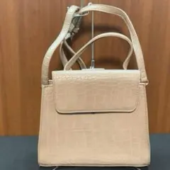 クロコダイル風ベージュハンドバッグ