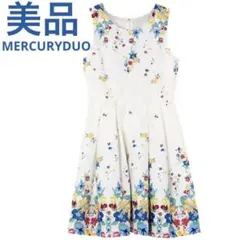 美品　マーキュリーデュオ　フラワープリント ノースリーブ ワンピース　膝丈