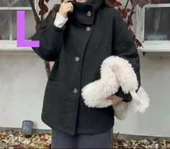 laumeomiのブークレーコート　Omiしまむらジャケット　中黒　L