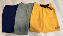 半ズボン　ハーフパンツ　3点　まとめ売り　ネイビー・カーキ・イエロー　子供服