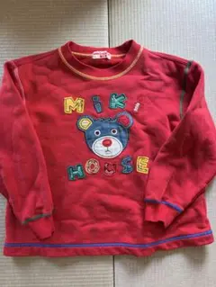 MIKI HOUSE クマ刺繍 レッドトレーナー 110cm レトロ