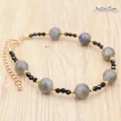 ブレスレット ティアドロップ1 ラブラドライト × ブラックスピネル 2A7