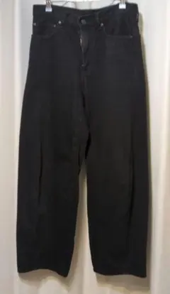 GU　メンズ　バレルレッグジーンズ　ブラック　29インチ