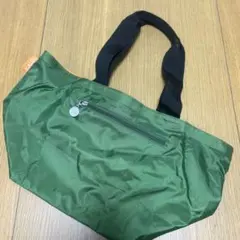 【KALDI】オリーブグリーン/オレンジ トートバッグ 約幅40cm