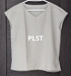 PLST プラステ　Ｖネック　ブラウス　フレンチスリーブ　グレージュのサムネイル