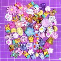 【新品】デコパーツ プラパーツ カボション 動物 果物 花 60個 まとめ売り