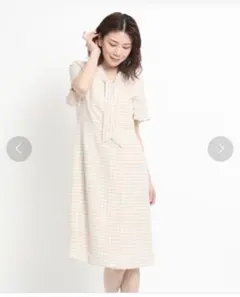 COUP DE CHANCE ウィンドペン柄　ボウタイワンピース