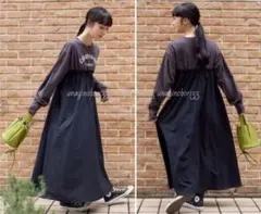 FREAK'S STORE ウエスト ドローコード 切替ロングワンピース