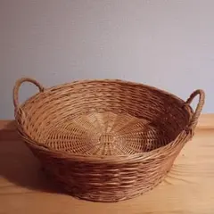 籐製丸型収納バスケット 直径35センチ