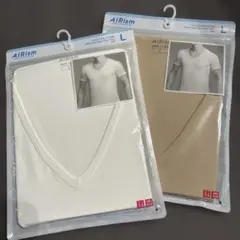 ユニクロ メンズ エアリズム Vネック 半袖 Tシャツ Lサイズ 2枚セット