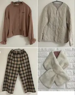 秋冬 女の子 160 4点セット ブラウス パンツ アウター マフラー