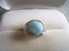 ☆メンズアクセサリー！天然ラリマー幅10mm リング指輪＃13号