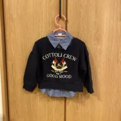 COTTOLI トレーナー　重ね着風　ネイビー　100cm
