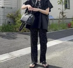 coca 楊柳プリーツドット柄パンツ