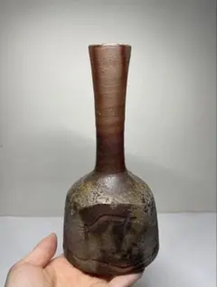 備前焼風 花瓶 一輪挿し 陶器 和風インテリア 花器 焼き物