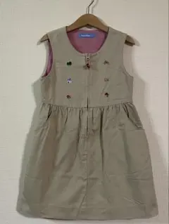 美品　ファミリア　ワンピース　刺繍　120 ベージュ　花