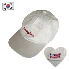 韓国 MILLLTAGE チャンピオン ロゴ 刺繍 ベースボールキャップ 美品