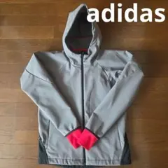 adidas　フード付き ジャンパー　グレー×黒　S　美品