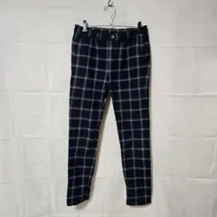 ネイビー系チェック カジュアルパンツ　サイズM