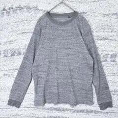 ワッフル クルーネック 長袖カットソー ロンＴ グレー M ユニセックス 春秋