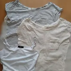 ルスーク ストライプ 半袖Tシャツ 2点+イネドキャミ1点セットのサムネイル