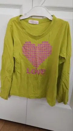 ライムグリーン 長袖 Tシャツ ハート