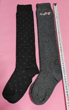キッズロング靴下ニーハイ 黒 グレー 2足セット