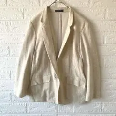 コムサイズム ベージュ 麻混　テーラードジャケット　きれいめ・オフィス